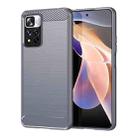 For Xiaomi Redmi Note 11 Pro / Note 11 Pro+ Brushed Texture Carbon Fiber TPU Case(Grey) - 1