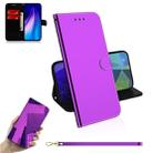 For Xiaomi Redmi Note 8T Mirror-like Magnetic Attraction Horizontal Flip Leather Case with Lanyard, Support Holder & Card Slot & Wallet(Purple) - 1