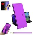 For Galaxy A51 Mirror-like Magnetic Attraction Horizontal Flip Leather Case with Lanyard, Support Holder & Card Slot & Wallet(Purple) - 1