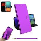 For Galaxy A71 Mirror-like Magnetic Attraction Horizontal Flip Leather Case with Lanyard, Support Holder & Card Slot & Wallet(Purple) - 1