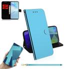 For Galaxy S20+ Mirror-like Magnetic Attraction Horizontal Flip Leather Case with Lanyard, Support Holder & Card Slot & Wallet(Blue) - 1