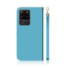 For Galaxy S20 Ultra Mirror-like Magnetic Attraction Horizontal Flip Leather Case with Lanyard, Support Holder & Card Slot & Wallet(Blue) - 3