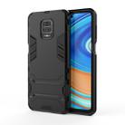 For Xiaomi Redmi Note 9 Pro Max PC + TPU Shockproof Protective Case with Holder(Black) - 1