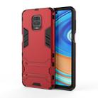 For Xiaomi Redmi Note 9S PC + TPU Shockproof Protective Case with Holder(Red) - 1