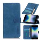 For iPhone SE 2022 / SE 2020 Retro Texture PU + TPU Horizontal Flip Leather Case with Holder & Card Slots & Wallet(Blue) - 1