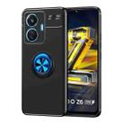 For vivo iQOO Z6 44W Metal Ring Holder TPU Phone Case(Black+Blue) - 1