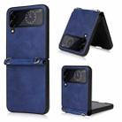 For Samsung Galaxy Z Flip4 Lambskin Texture Leather Phone Case with Lanyard(Blue) - 1