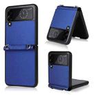 For Samsung Galaxy Z Flip4 Twill Texture Leather Phone Case with Lanyard(Blue) - 1