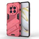 For Huawei Mate 50 Pro Punk Armor 2 in 1 PC + TPU Shockproof Phone Case with Invisible Holder(Light Red) - 1