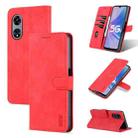 For OPPO A97 5G AZNS Skin Feel Calf Texture Flip Leather Phone Case(Red) - 1