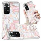 For Xiaomi Redmi Note 11 Electroplated Marble Pattern TPU Phone Case(White Gravel Pink) - 1