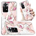 For Xiaomi Redmi Note 11 Electroplated Marble Pattern TPU Phone Case(Rose Pink White) - 1