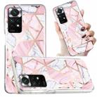For Xiaomi Redmi Note 11 Electroplated Marble Pattern TPU Phone Case(Pink and White) - 1