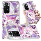 For Xiaomi Redmi Note 11 Electroplated Marble Pattern TPU Phone Case(Purple Flower) - 1