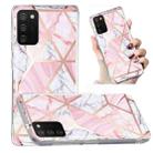 For Samsung Galaxy A02s Electroplated Marble Pattern TPU Phone Case(Pink and White) - 1