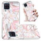 For Samsung Galaxy A12 Electroplated Marble Pattern TPU Phone Case(White Gravel Pink) - 1