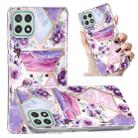 For Samsung Galaxy A22 5G Electroplated Marble Pattern TPU Phone Case(Purple Flower) - 1