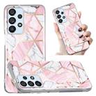 For Samsung Galaxy A32 4G Electroplated Marble Pattern TPU Phone Case(Pink and White) - 1