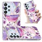 For Samsung Galaxy A52 5G / 4G Electroplated Marble Pattern TPU Phone Case(Purple Flower) - 1