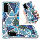 For Samsung Galaxy S20 Electroplated Marble Pattern TPU Phone Case(Blue and Green) - 1
