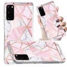 For Samsung Galaxy S20 Electroplated Marble Pattern TPU Phone Case(Pink and White) - 1