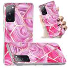 For Samsung Galaxy S20 FE Electroplated Marble Pattern TPU Phone Case(Red Rhombus) - 1