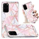 For Samsung Galaxy S20+ Electroplated Marble Pattern TPU Phone Case(Pink and White) - 1