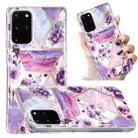 For Samsung Galaxy S20+ Electroplated Marble Pattern TPU Phone Case(Purple Flower) - 1