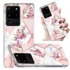 For Samsung Galaxy S20 Ultra Electroplated Marble Pattern TPU Phone Case(Rose Pink White) - 1