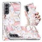 For Samsung Galaxy S21 5G Electroplated Marble Pattern TPU Phone Case(White Gravel Pink) - 1