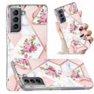 For Samsung Galaxy S21 5G Electroplated Marble Pattern TPU Phone Case(Rose Pink White) - 1