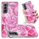 For Samsung Galaxy S21 5G Electroplated Marble Pattern TPU Phone Case(Red Rhombus) - 1