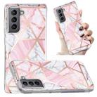 For Samsung Galaxy S21+ 5G Electroplated Marble Pattern TPU Phone Case(Pink and White) - 1