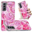 For Samsung Galaxy S21+ 5G Electroplated Marble Pattern TPU Phone Case(Red Rhombus) - 1