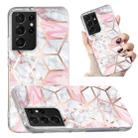 For Samsung Galaxy S21 Ultra 5G Electroplated Marble Pattern TPU Phone Case(White Gravel Pink) - 1