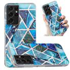 For Samsung Galaxy S21 Ultra 5G Electroplated Marble Pattern TPU Phone Case(Blue and Green) - 1
