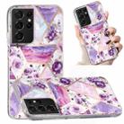 For Samsung Galaxy S21 Ultra 5G Electroplated Marble Pattern TPU Phone Case(Purple Flower) - 1