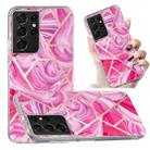 For Samsung Galaxy S21 Ultra 5G Electroplated Marble Pattern TPU Phone Case(Red Rhombus) - 1
