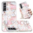 For Samsung Galaxy S22 5G Electroplated Marble Pattern TPU Phone Case(White Gravel Pink) - 1