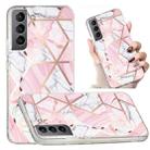 For Samsung Galaxy S22 5G Electroplated Marble Pattern TPU Phone Case(Pink and White) - 1