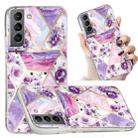 For Samsung Galaxy S22 5G Electroplated Marble Pattern TPU Phone Case(Purple Flower) - 1