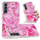 For Samsung Galaxy S22 5G Electroplated Marble Pattern TPU Phone Case(Red Rhombus) - 1