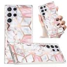 For Samsung Galaxy S22 Ultra 5G Electroplated Marble Pattern TPU Phone Case(White Gravel Pink) - 1