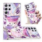 For Samsung Galaxy S22 Ultra 5G Electroplated Marble Pattern TPU Phone Case(Purple Flower) - 1