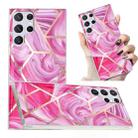 For Samsung Galaxy S22 Ultra 5G Electroplated Marble Pattern TPU Phone Case(Red Rhombus) - 1