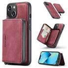 For iPhone 14 JEEHOOD Magnetic Zipper Wallet Leather Phone Case (Red) - 1