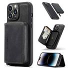 For iPhone 14 Pro JEEHOOD Magnetic Zipper Wallet Leather Phone Case(Black) - 1