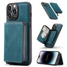 For iPhone 14 Pro JEEHOOD Magnetic Zipper Wallet Leather Phone Case(Blue) - 1