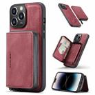 For iPhone 14 Pro Max JEEHOOD Magnetic Zipper Wallet Leather Phone Case (Red) - 1