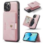 For iPhone 14 JEEHOOD Retro Magnetic Detachable Leather Phone Case (Pink) - 1